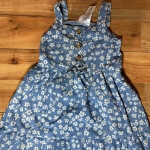 Little Lass Blue Sleeveless Sundress with Square Neck
